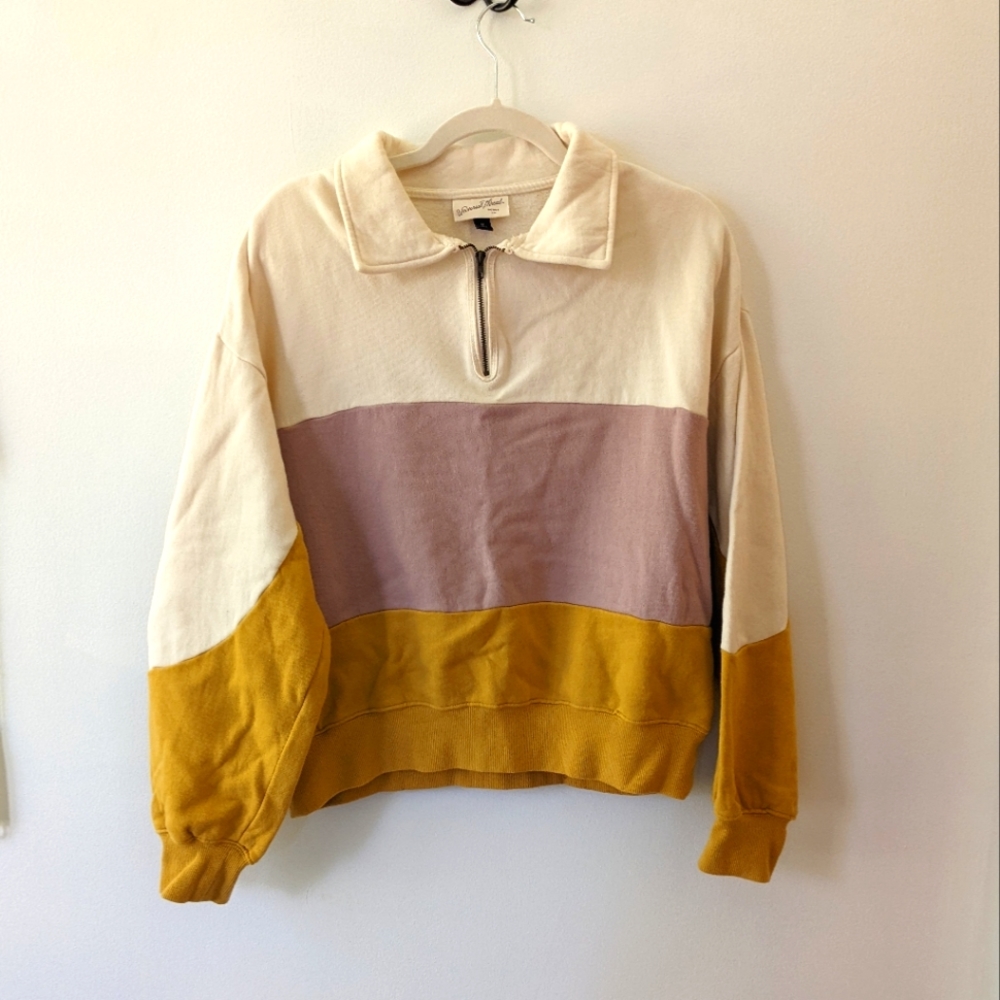 Universal Thread Quarter Zip Color Block Sweatshirt - Picture 2 of 4